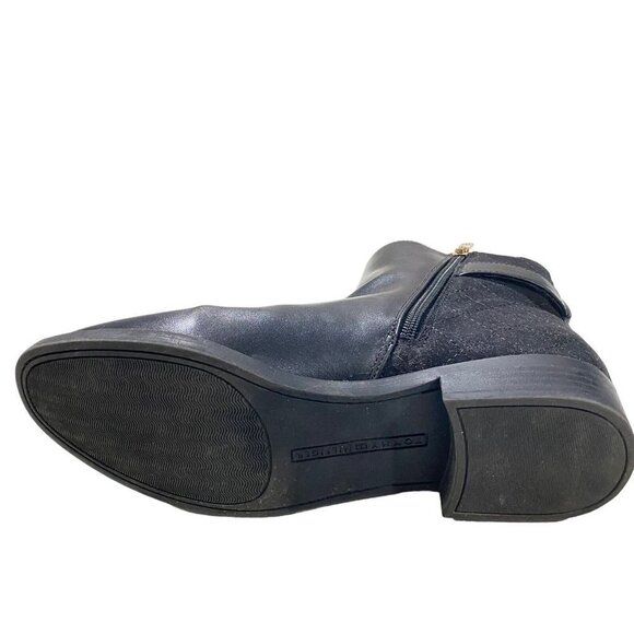 Tommy Hilfiger Isleen Women Black Mixed Media Vegan Leather Quilted Boot Sz 7.5M - Picture 9 of 11